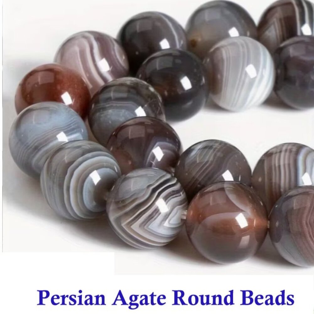 Persian Agate Round Beads   15" Strand